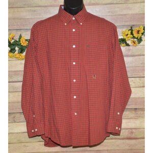 Vintage Tommy Hilfiger Oxford Button Down Shirt Lion Crest Logo Men's L Plaid